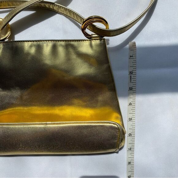 Vintage 80's Paloma Picasso Gold Leather Crossbody Purse One Size - Picture 13 of 13